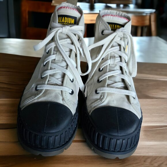 PALLADIUM PALLASHOCK SUPPLY HI ( Unisex ) 10 Woman 8.5 Men White Black Vegan - Picture 3 of 10